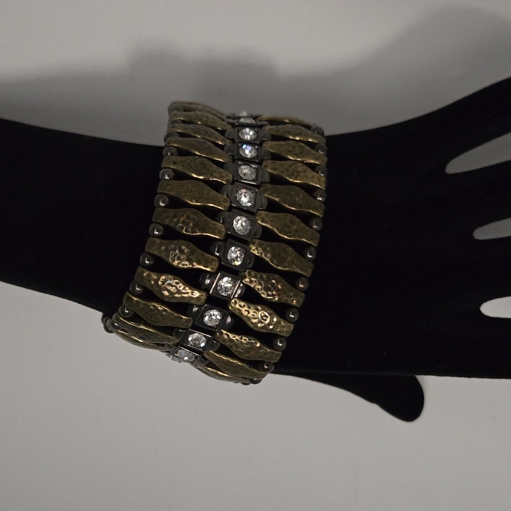 Gold and Silver Textured Statement Bracelet